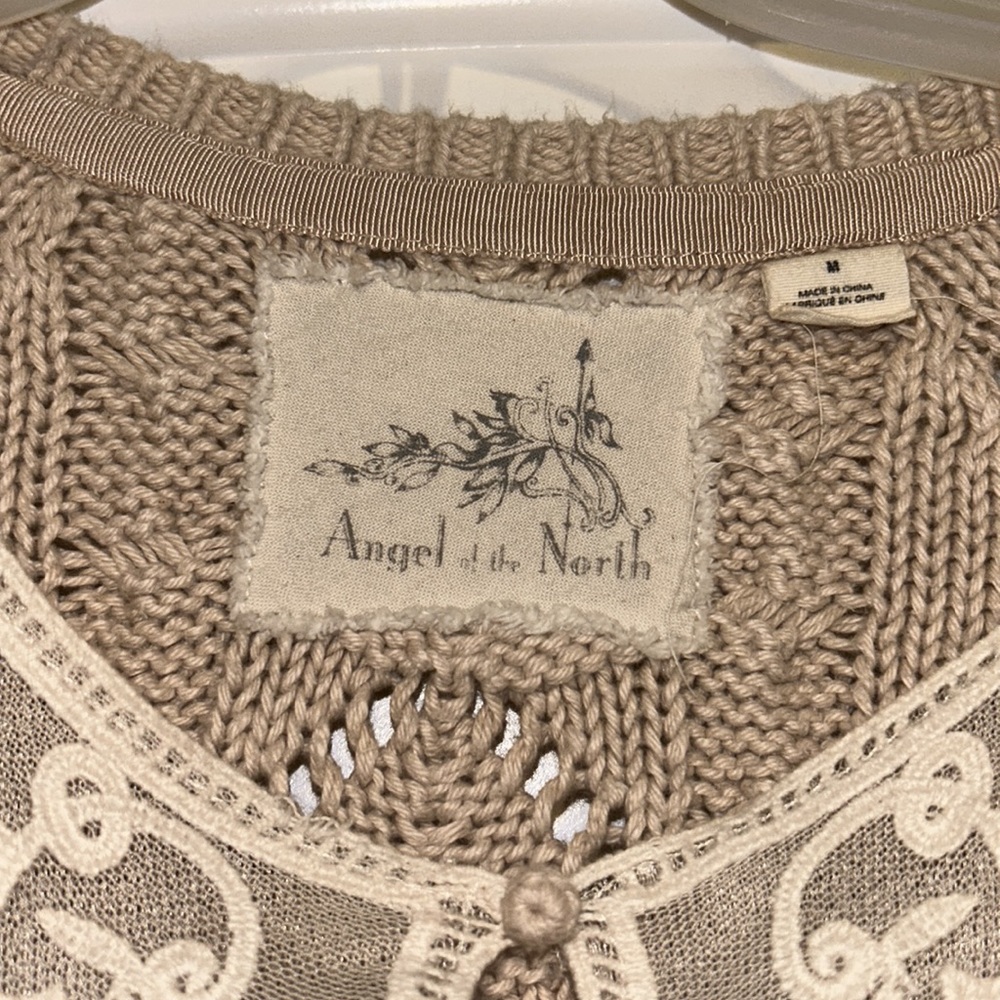 Anthropologie Angel Of The North Womens Adelaide Tan Cream Pullover Sweater S - Picture 3 of 4